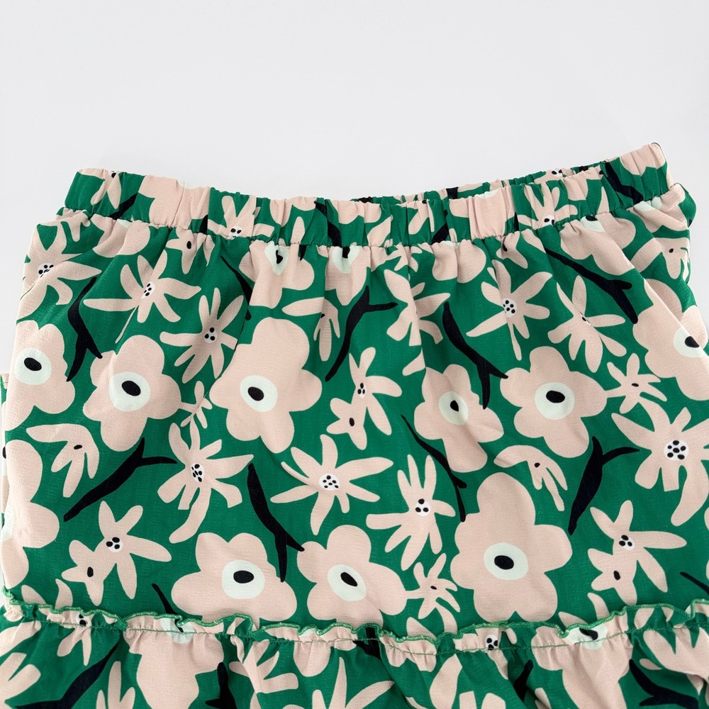 POLAGRAM Green Floral Tiered Maxi Skirt Plus Size 1XL Elastic Waist Flowy Boho - Picture 5 of 9